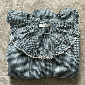 DÔEN Blouse Blue Gingham Size L